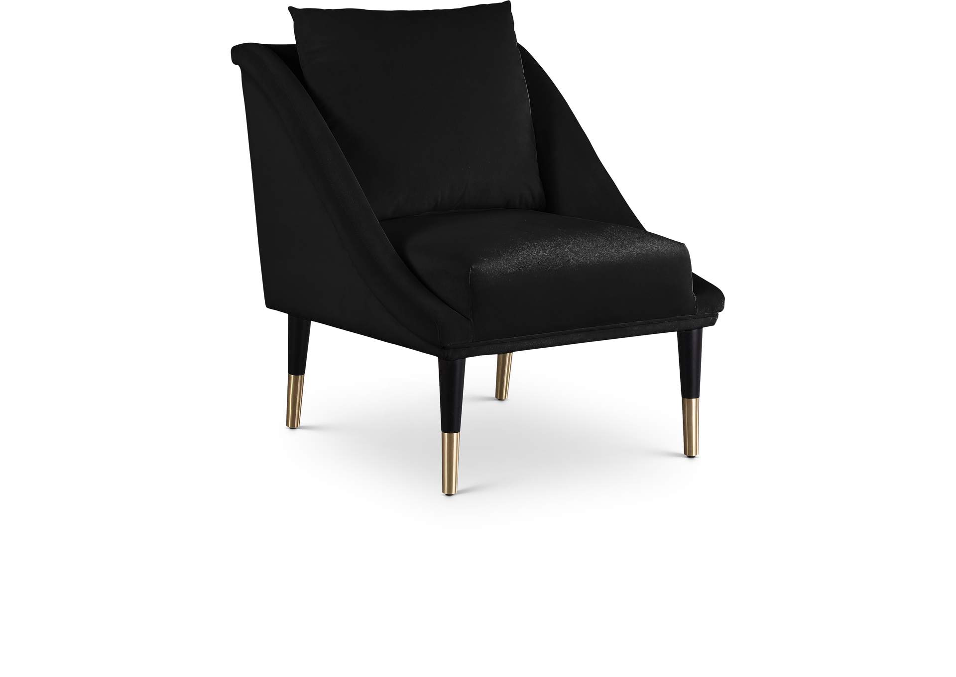 Elegante Black Velvet Accent Chair,Meridian Furniture