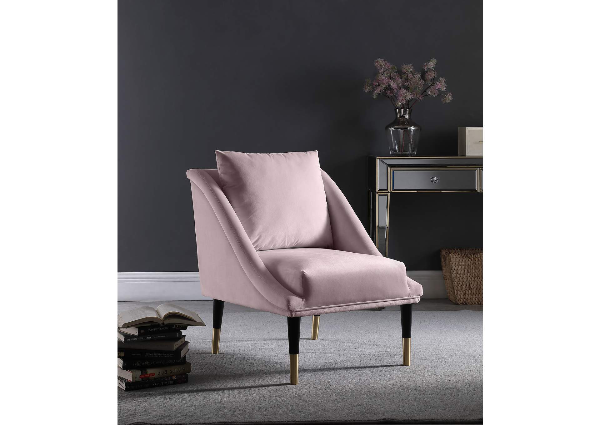 Elegante Pink Velvet Accent Chair,Meridian Furniture