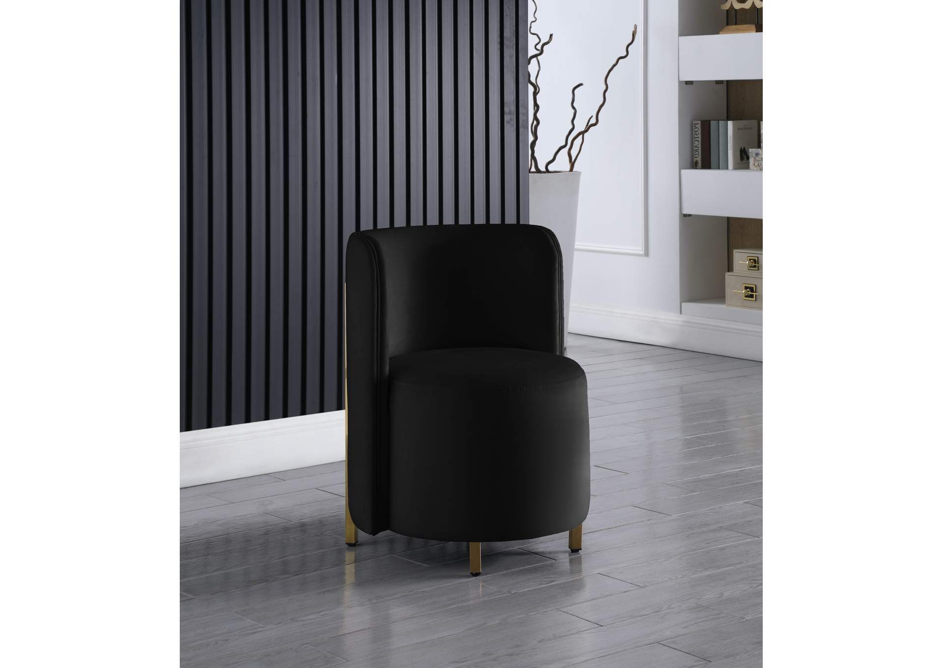 Rotunda Black Velvet Accent Chair,Meridian Furniture