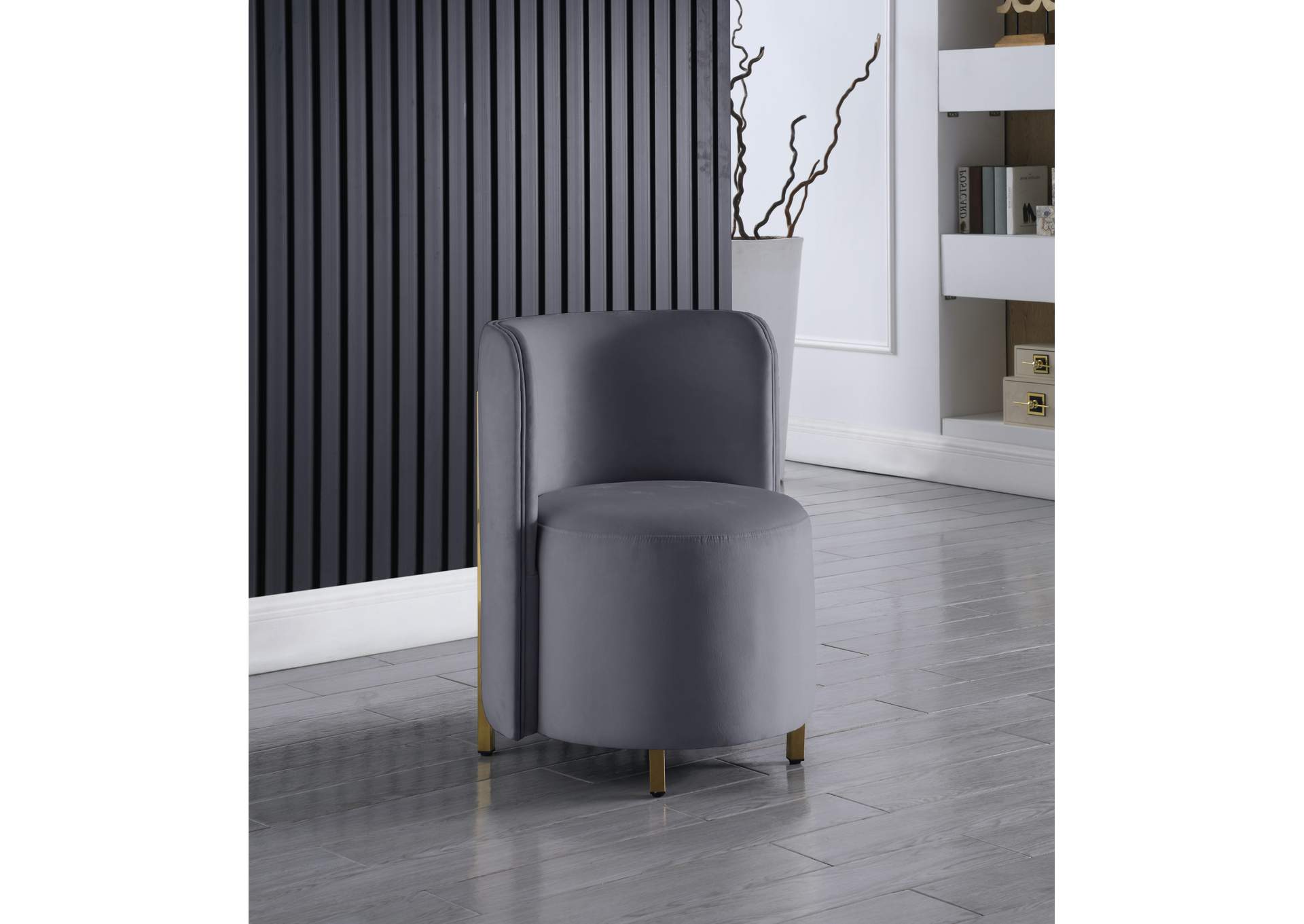 Rotunda Grey Velvet Accent Chair,Meridian Furniture