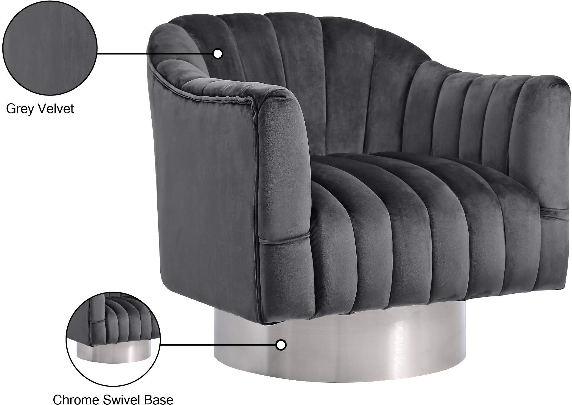 Farrah Grey Velvet Accent Chair,Meridian Furniture