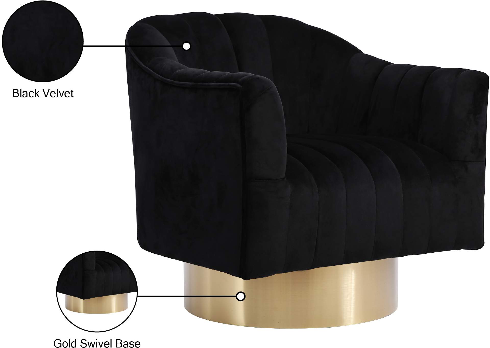 Farrah Black Velvet Accent Chair,Meridian Furniture