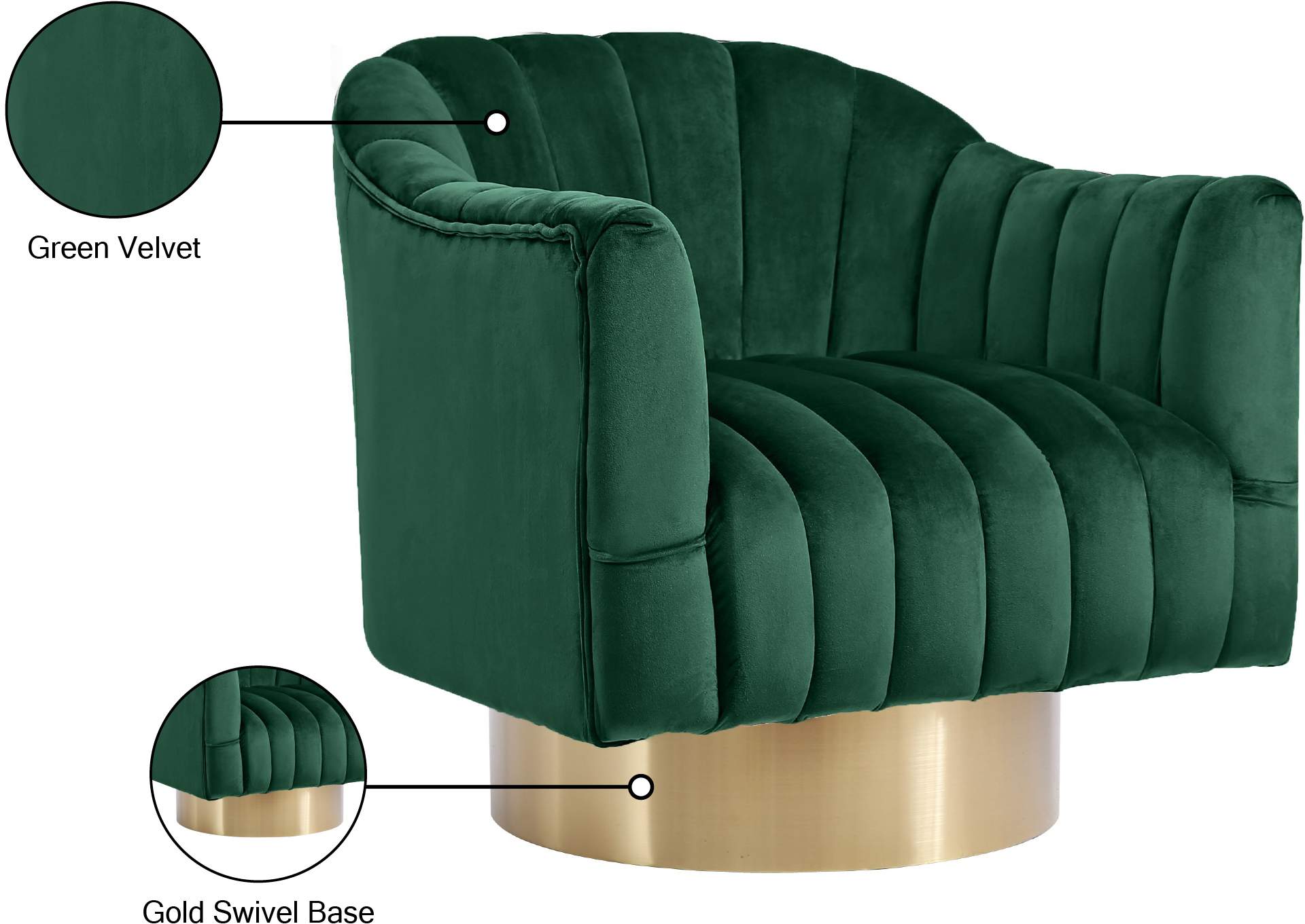 Farrah Green Velvet Accent Chair,Meridian Furniture