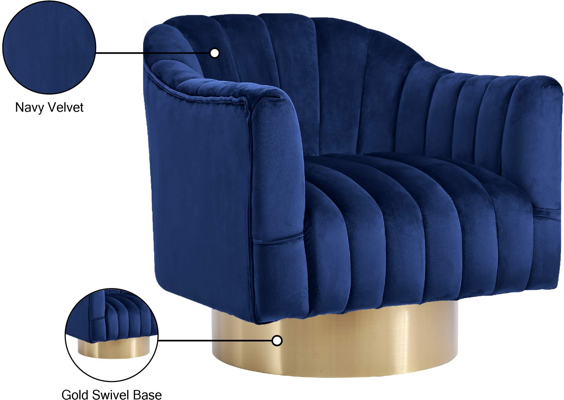 Farrah Navy Velvet Accent Chair,Meridian Furniture