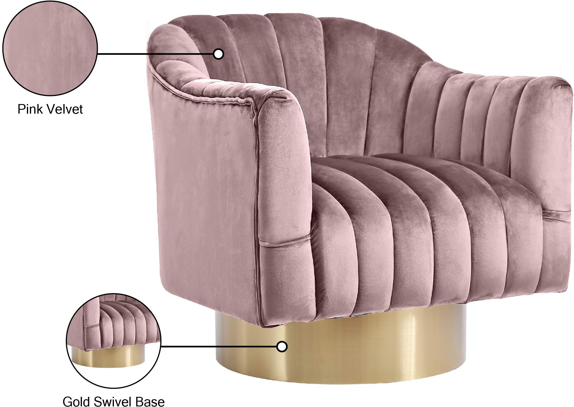 Farrah Pink Velvet Accent Chair,Meridian Furniture