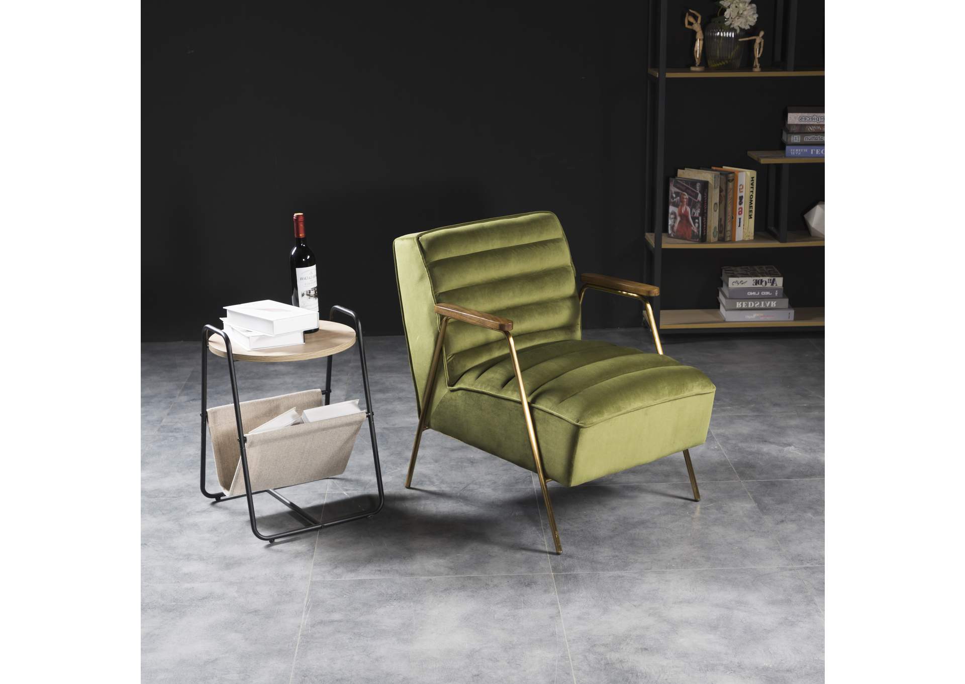 Woodford Olive Velvet Accent Chair,Meridian Furniture