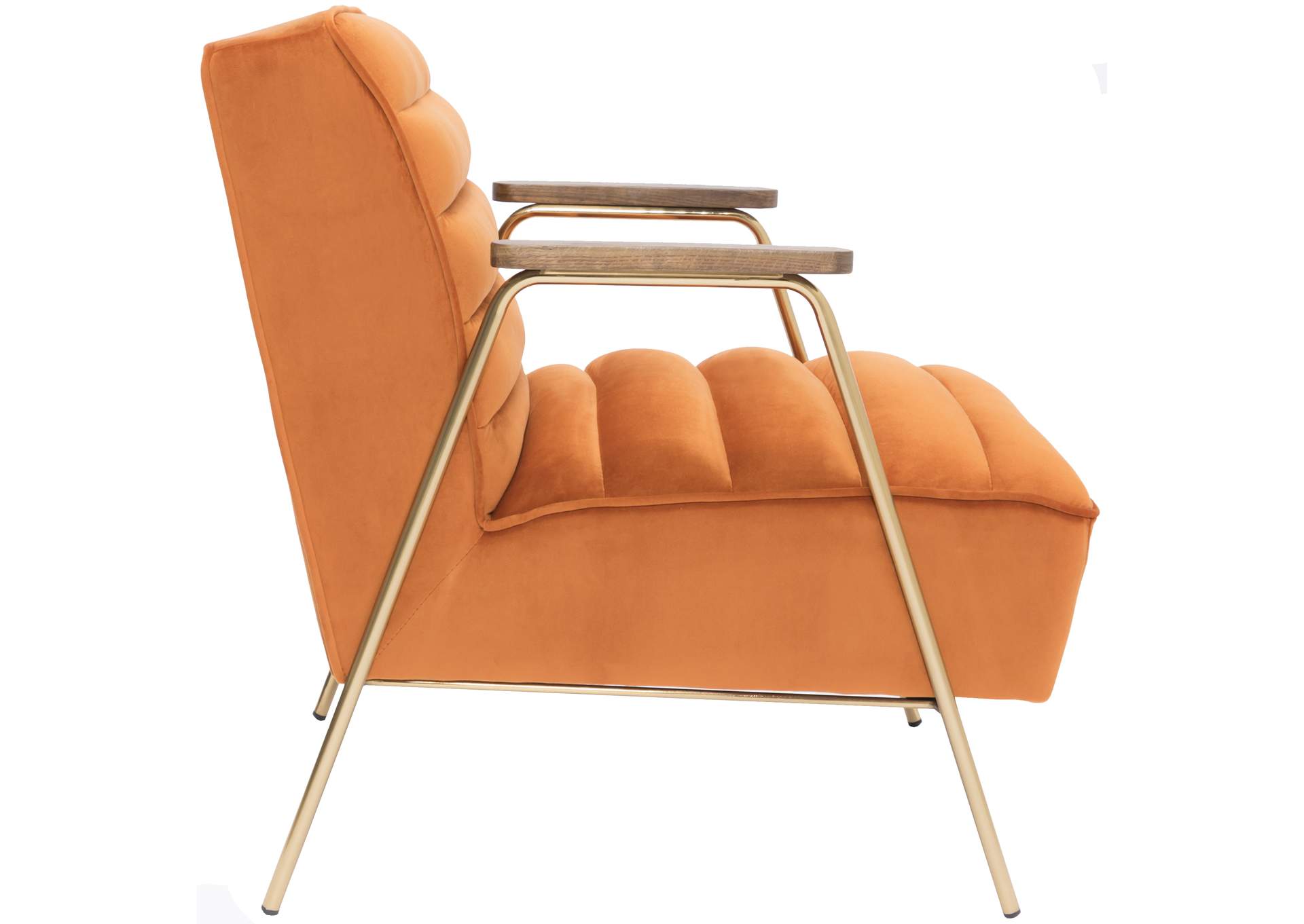 Woodford Orange Velvet Accent Chair,Meridian Furniture