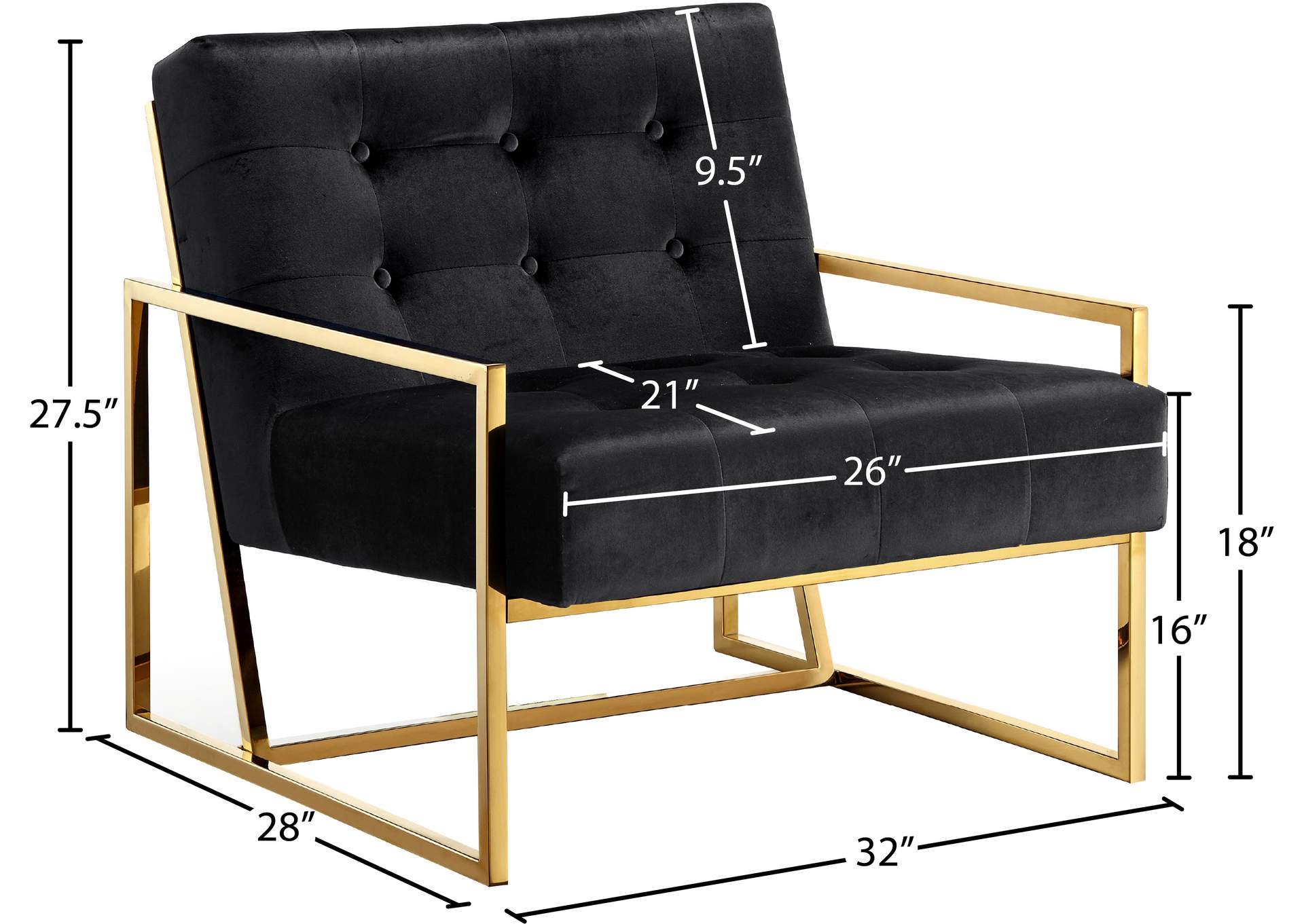 Black and gold velvet accent online chair