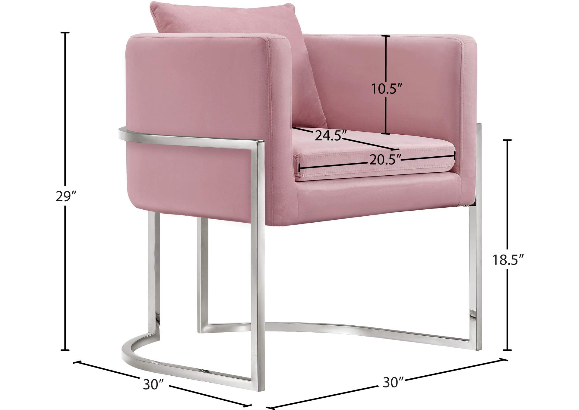 Pippa Pink Velvet Accent Chair,Meridian Furniture