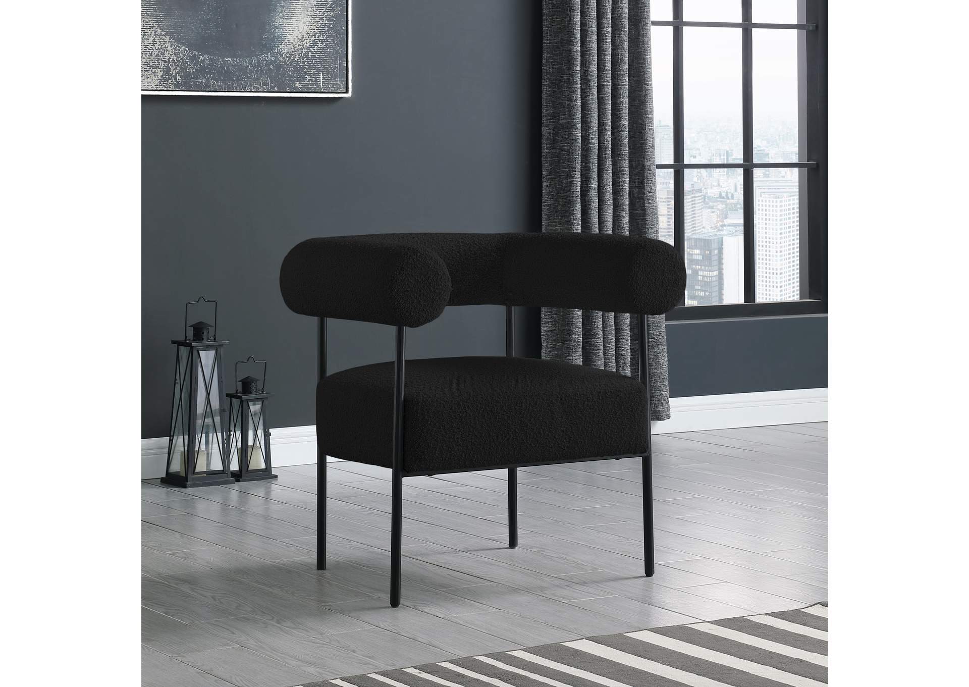 Blake Black Boucle Fabric Accent Chair,Meridian Furniture