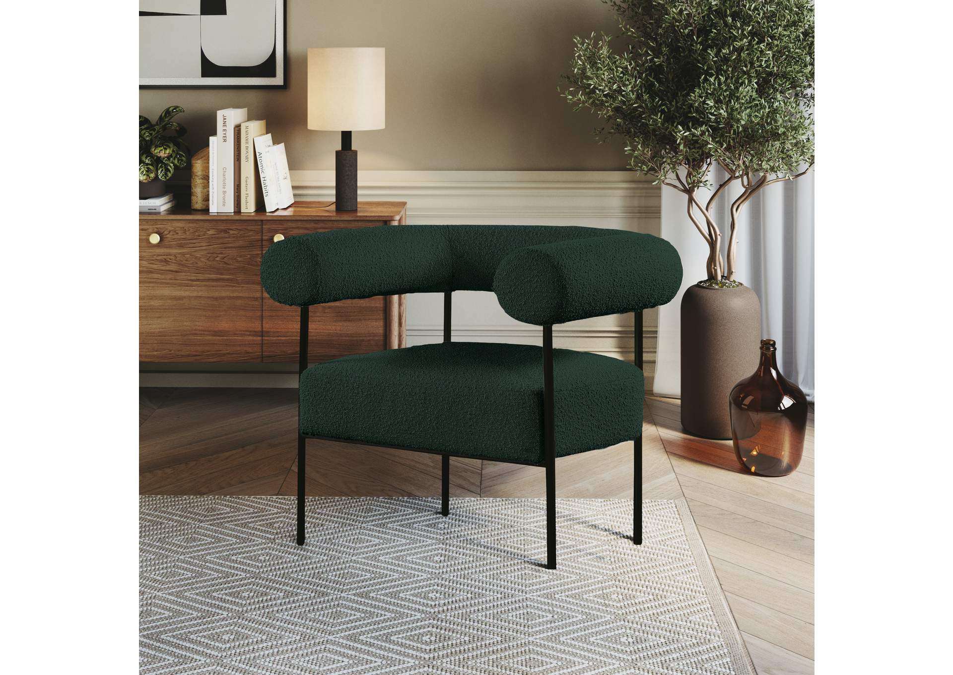 Blake Green Boucle Fabric Accent Chair,Meridian Furniture