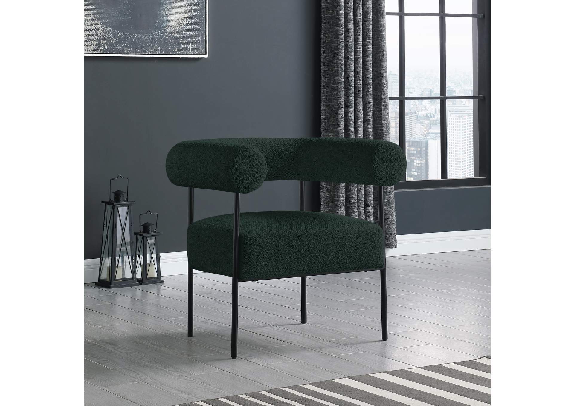 Blake Green Boucle Fabric Accent Chair,Meridian Furniture