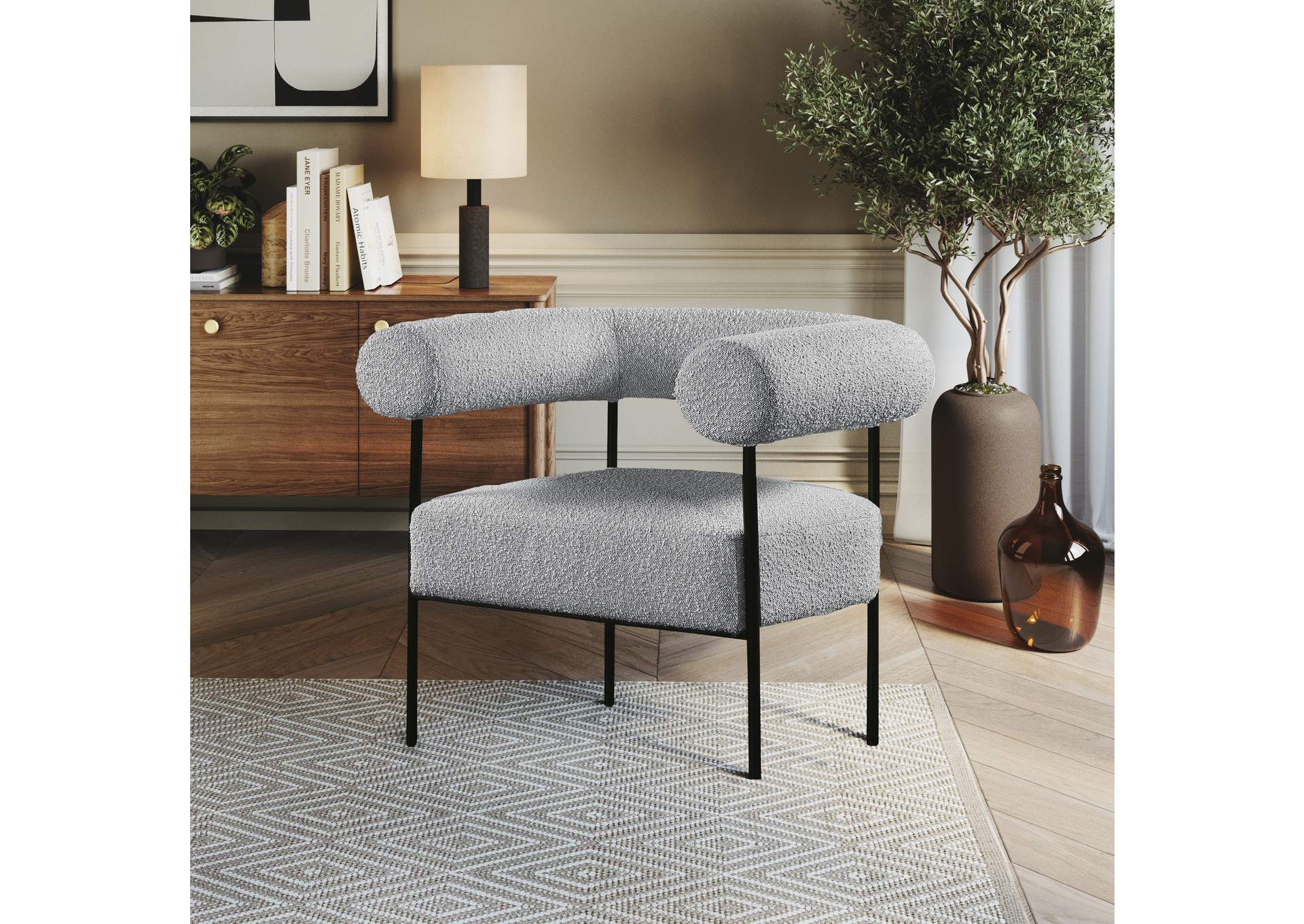 Blake Grey Boucle Fabric Accent Chair,Meridian Furniture