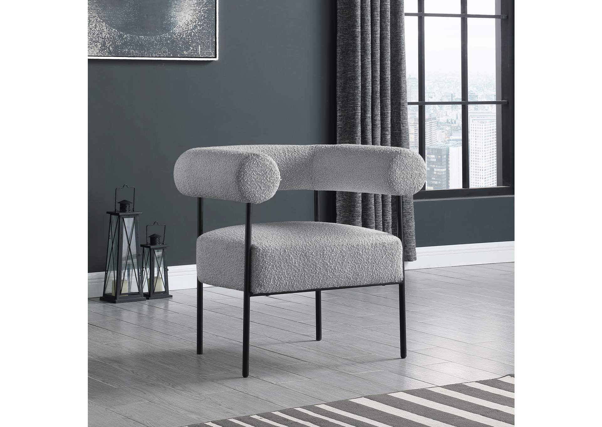 Blake Grey Boucle Fabric Accent Chair,Meridian Furniture