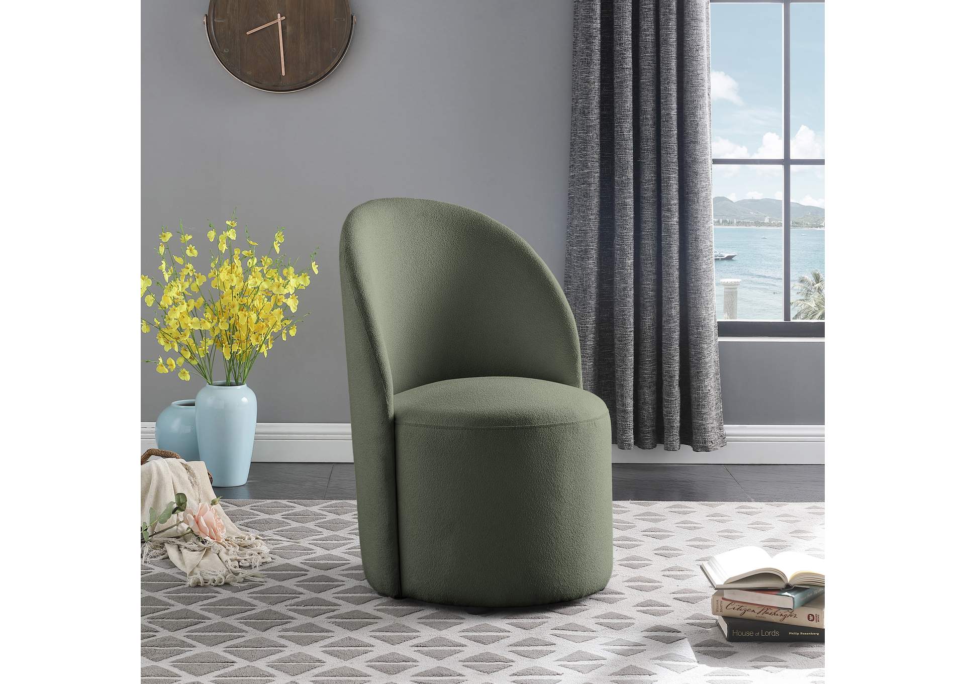 Hautely Green Boucle Fabric Accent Chair,Meridian Furniture