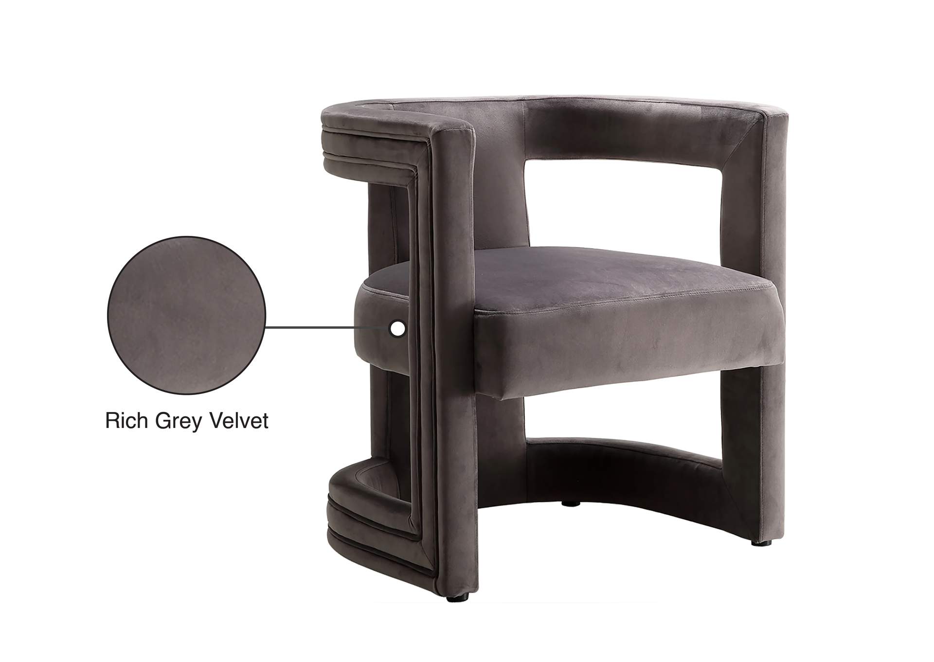 Blair Grey Velvet Accent Chair,Meridian Furniture