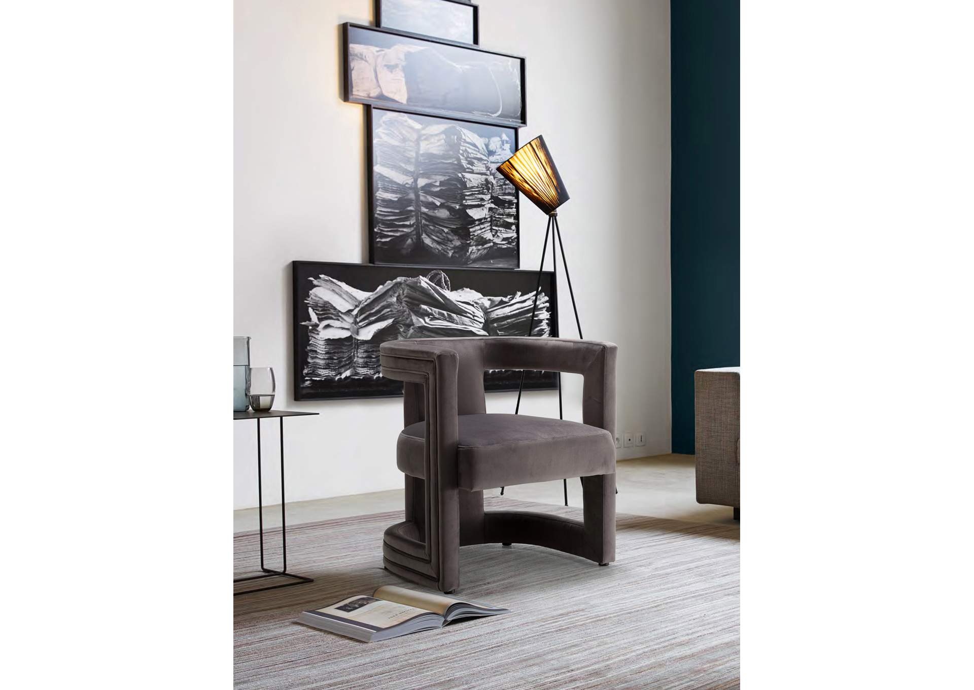 Blair Grey Velvet Accent Chair,Meridian Furniture