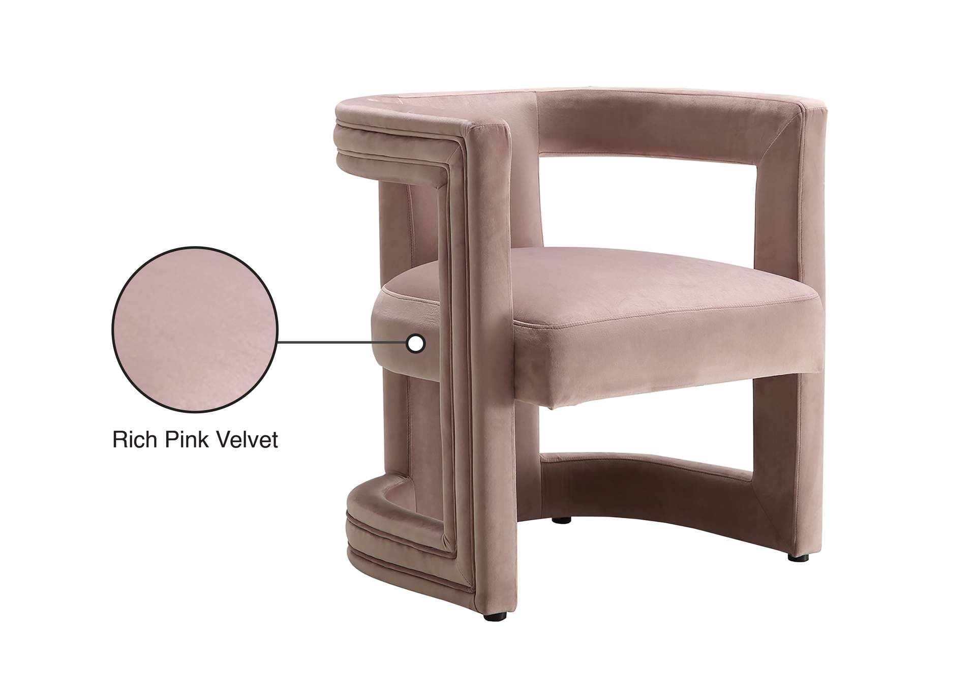 Blair Pink Velvet Accent Chair,Meridian Furniture