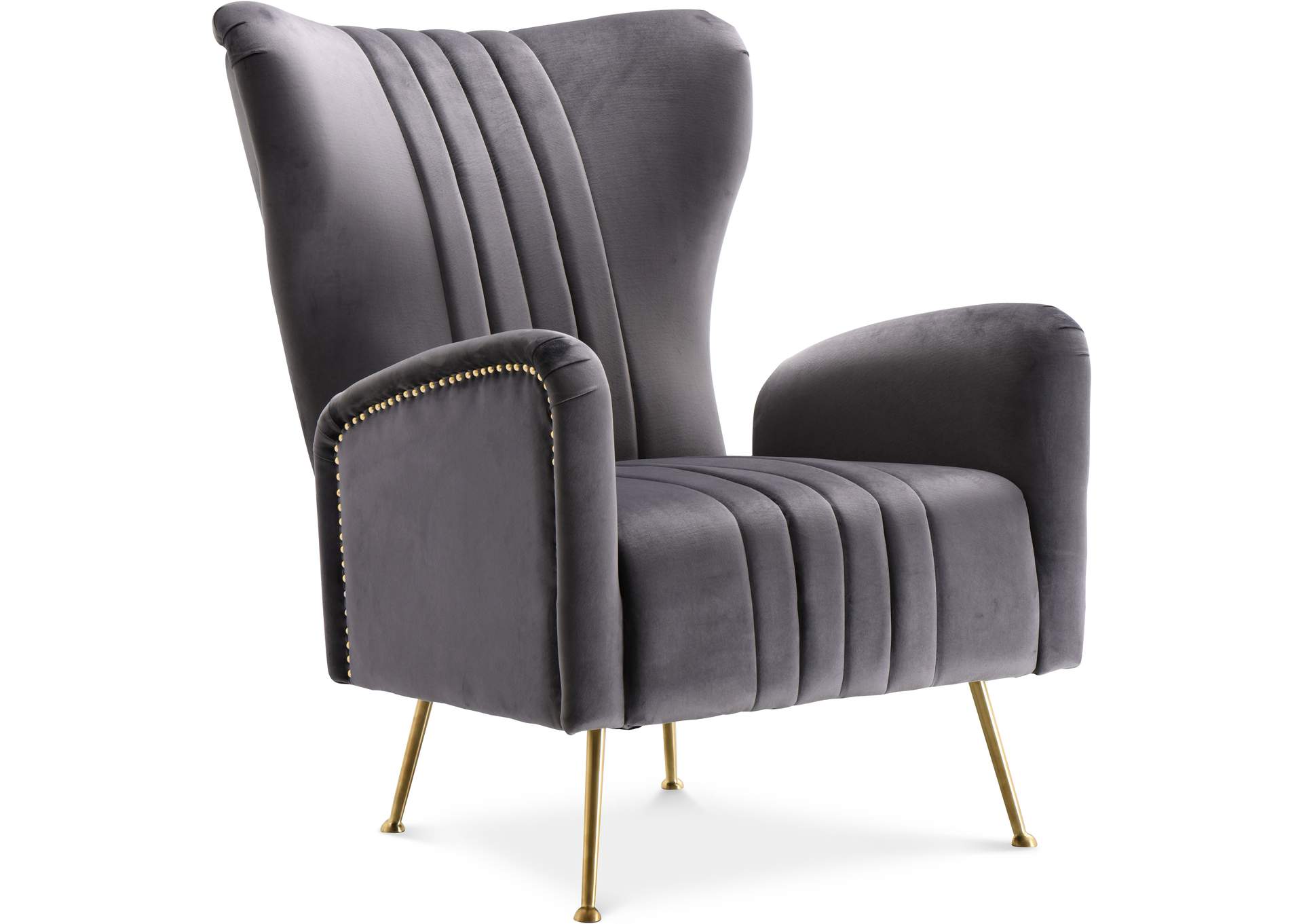 Opera Grey Velvet Accent Chair,Meridian Furniture