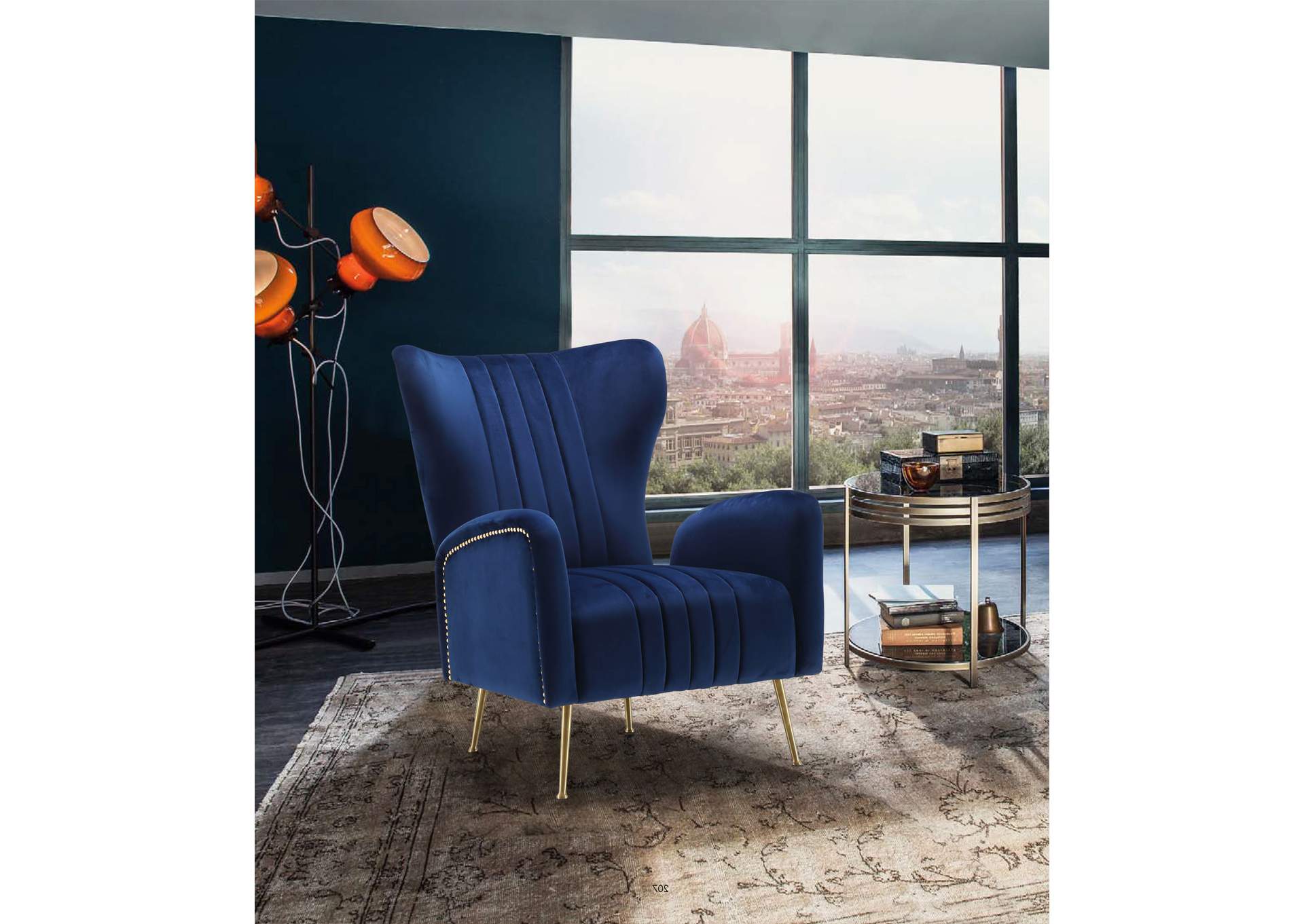 Opera Navy Velvet Accent Chair,Meridian Furniture