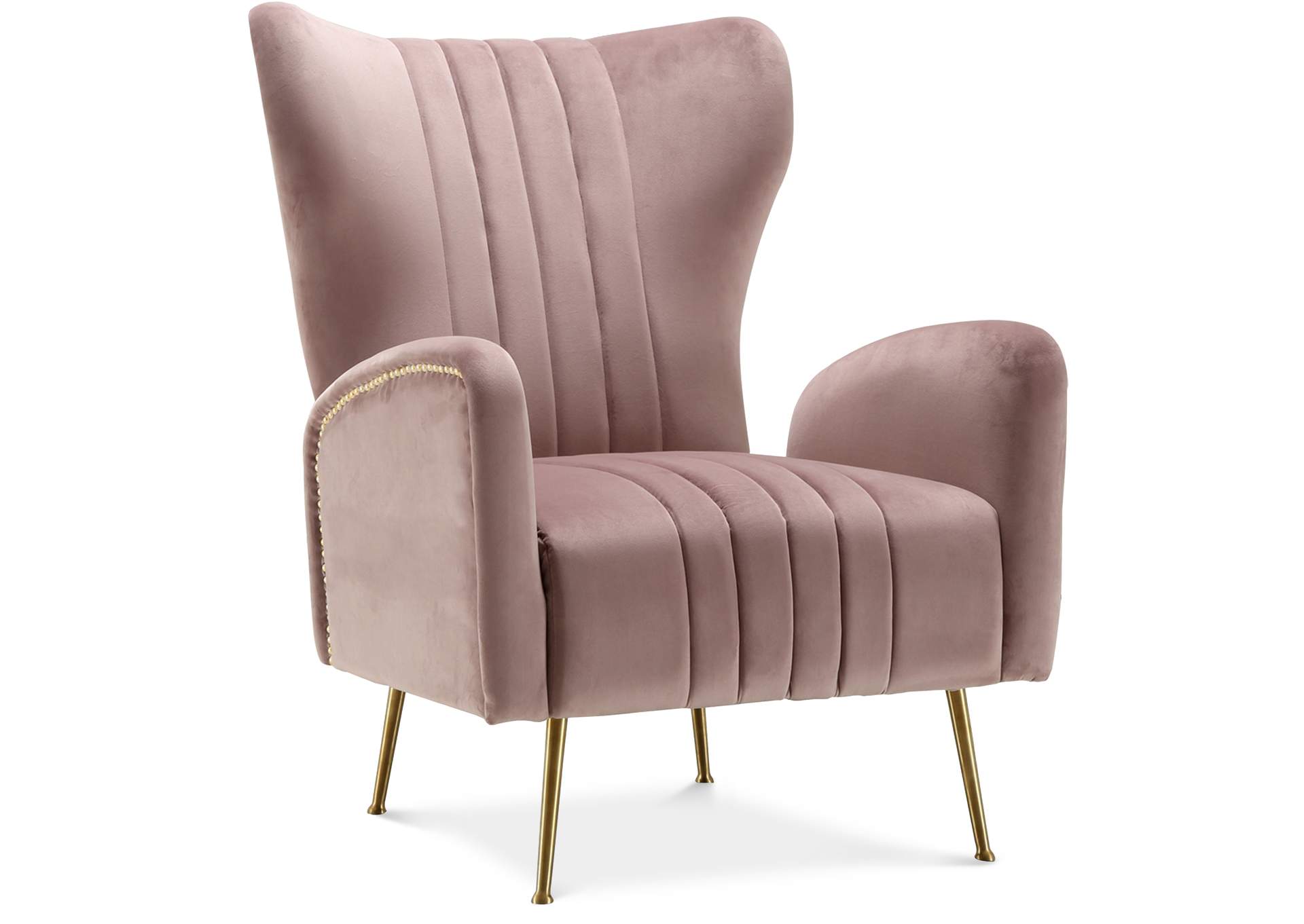 Opera Pink Velvet Accent Chair,Meridian Furniture