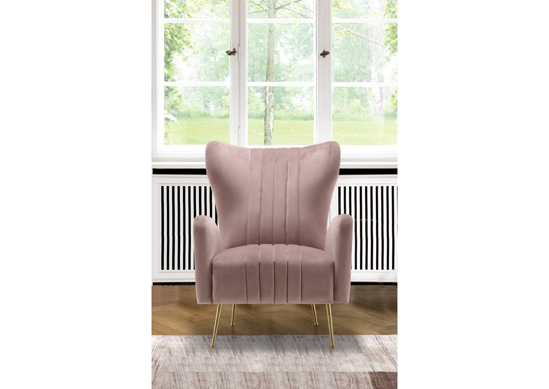 Opera Pink Velvet Accent Chair,Meridian Furniture