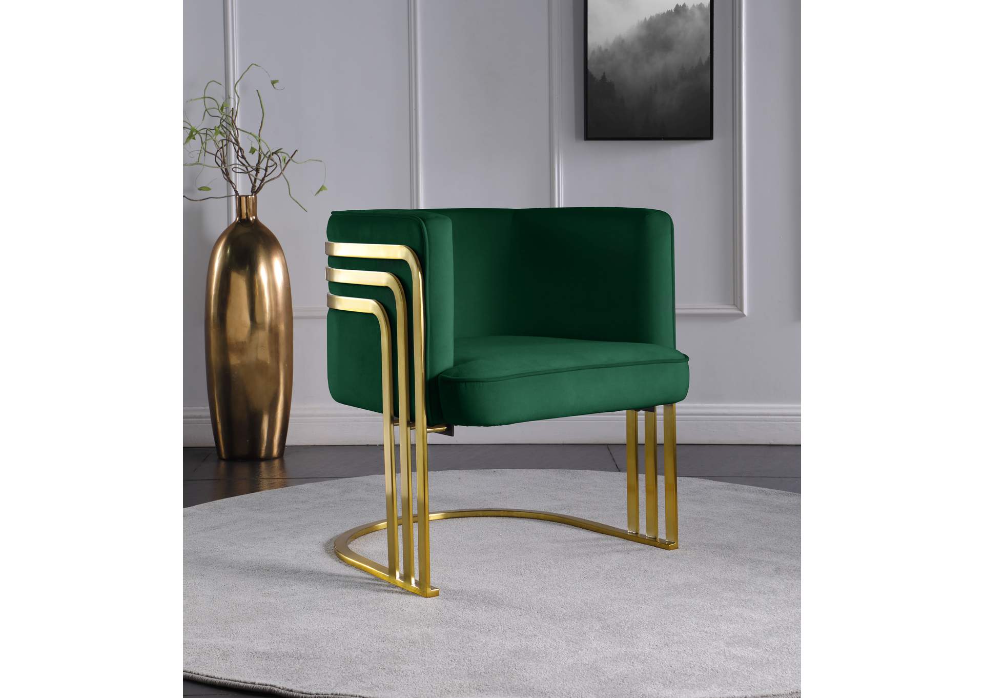 Rays Green Velvet Accent Chair,Meridian Furniture