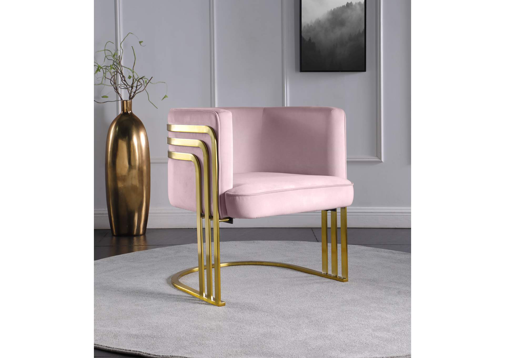 Rays Pink Velvet Accent Chair,Meridian Furniture