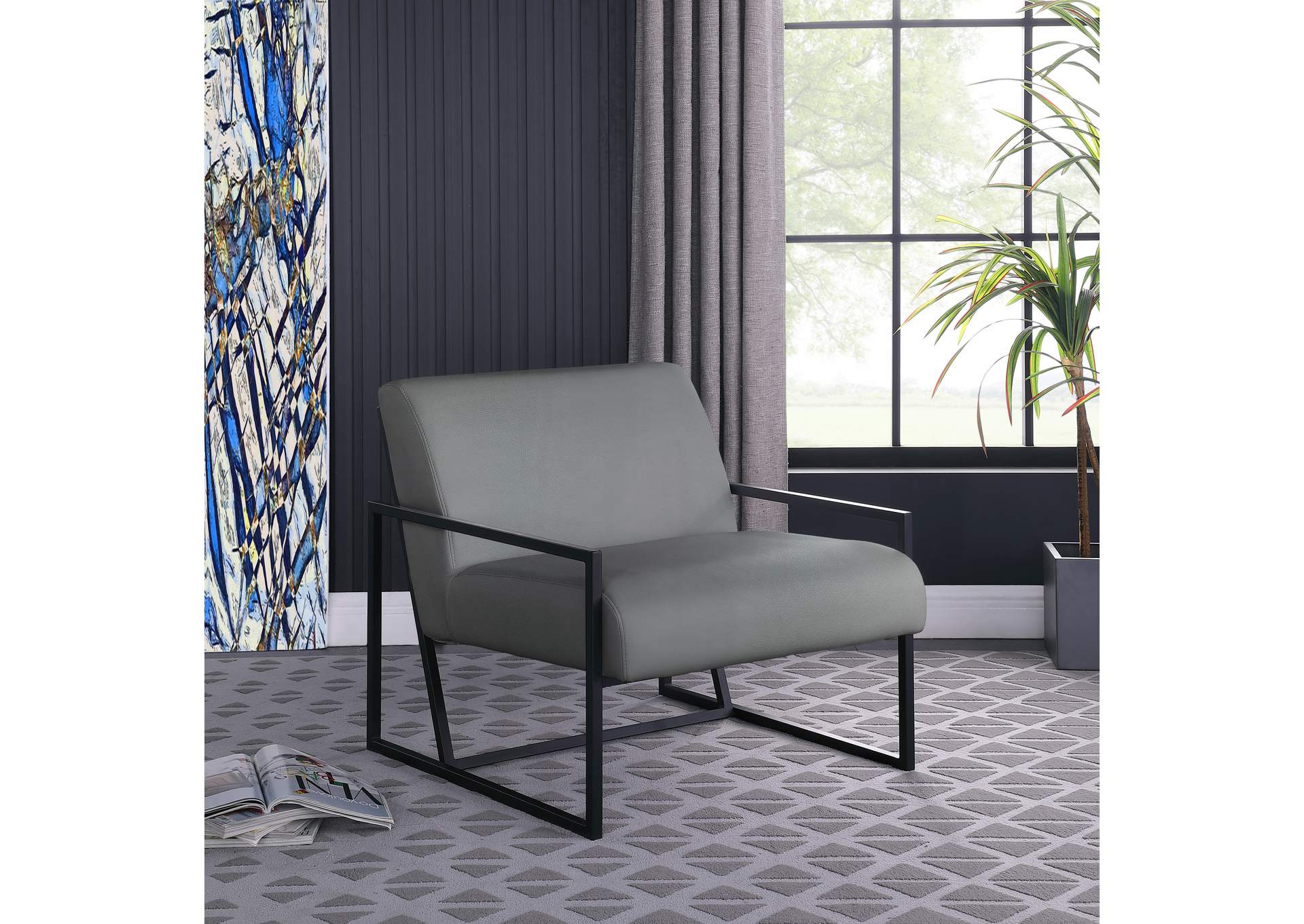 Industry Grey Faux Leather Accent Chair,Meridian Furniture