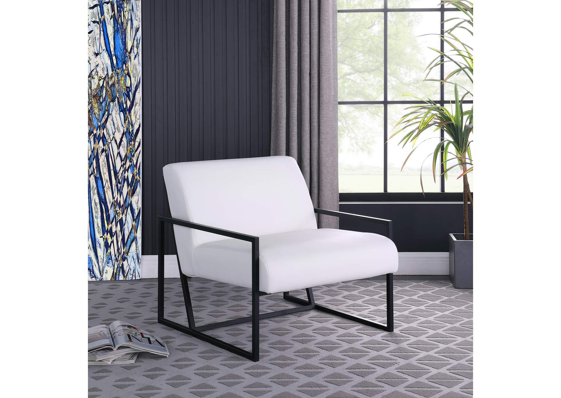 Industry White Faux Leather Accent Chair,Meridian Furniture