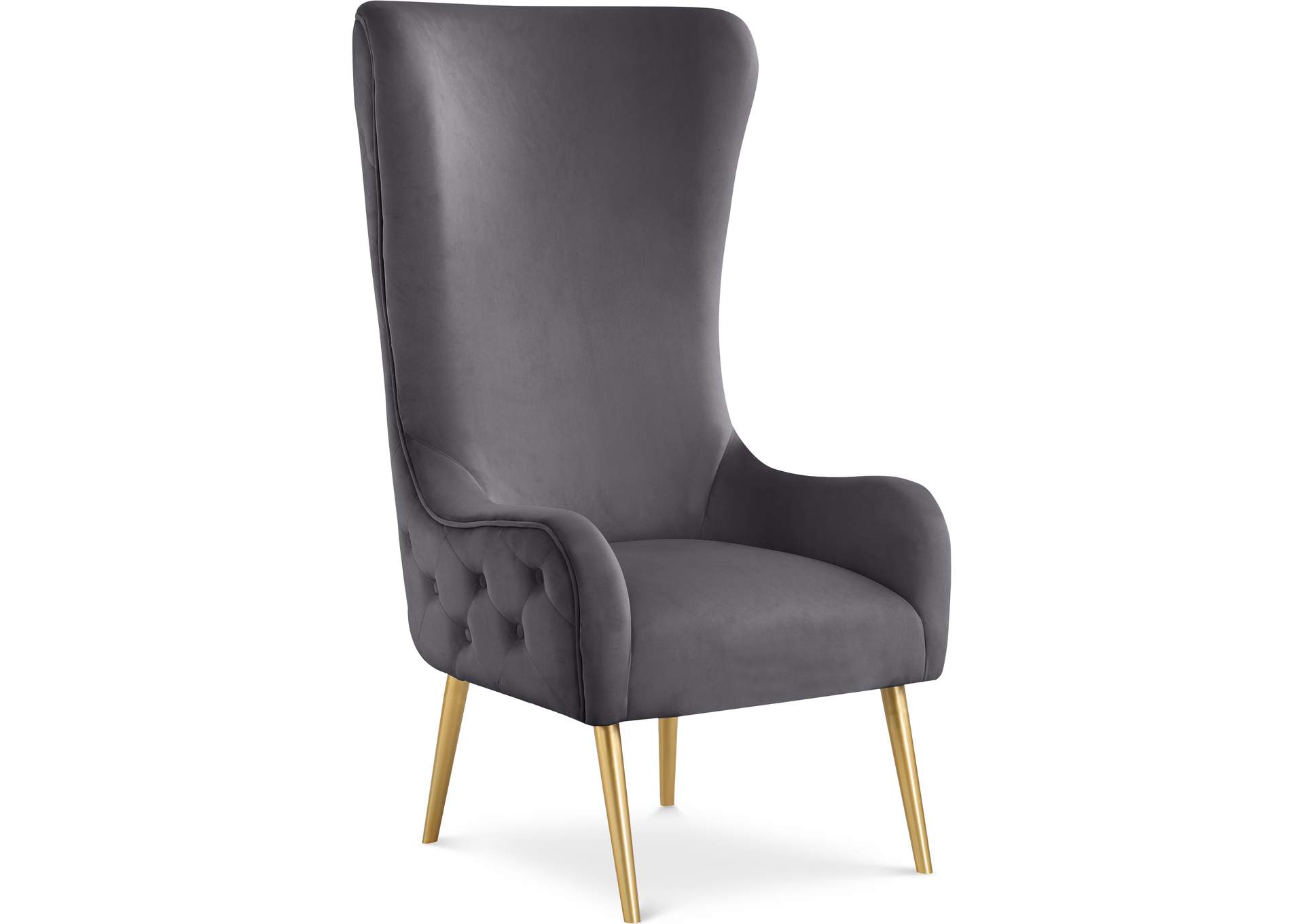 Alexander Grey Velvet Accent Chair,Meridian Furniture