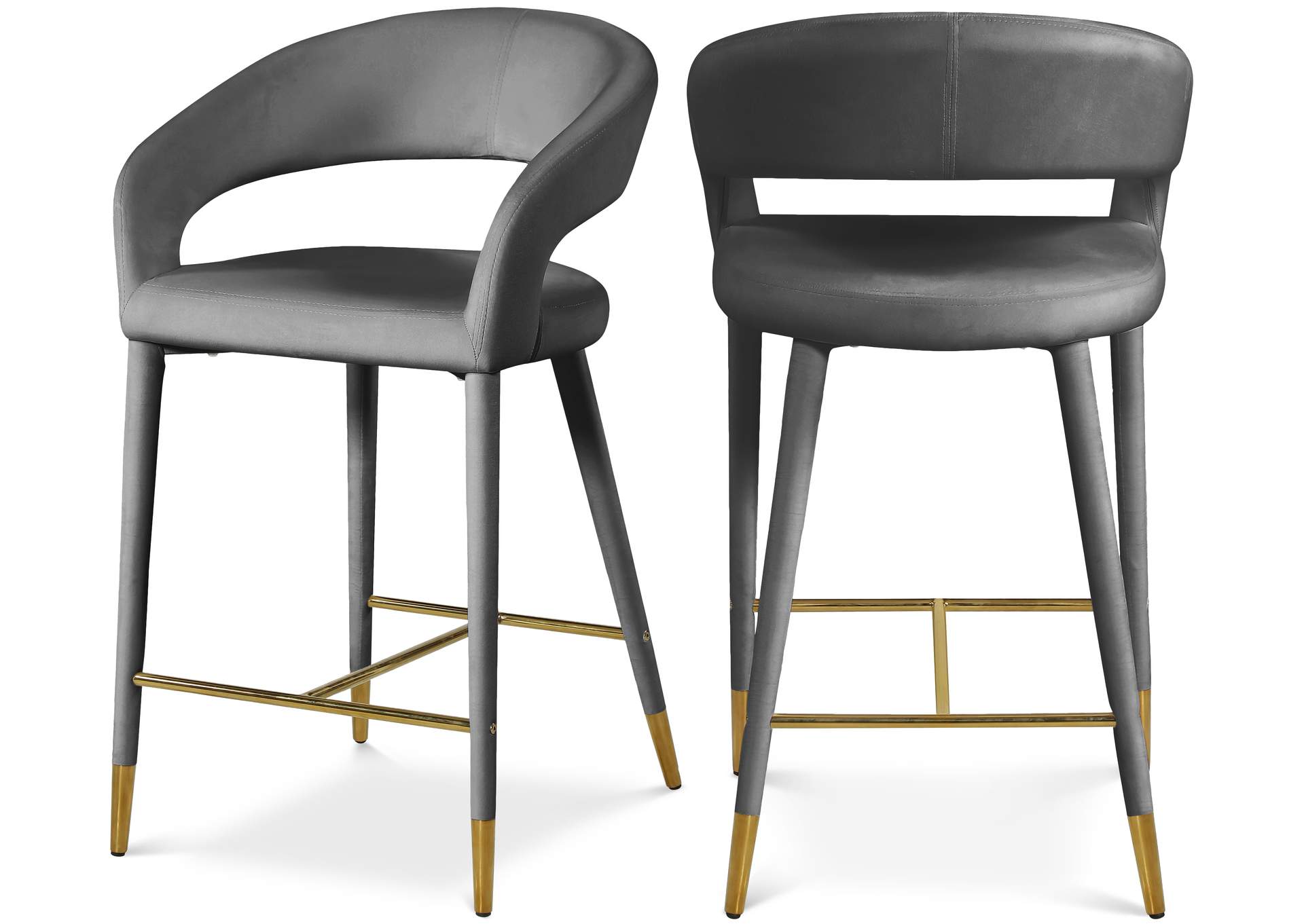 Destiny Grey Velvet Stool,Meridian Furniture