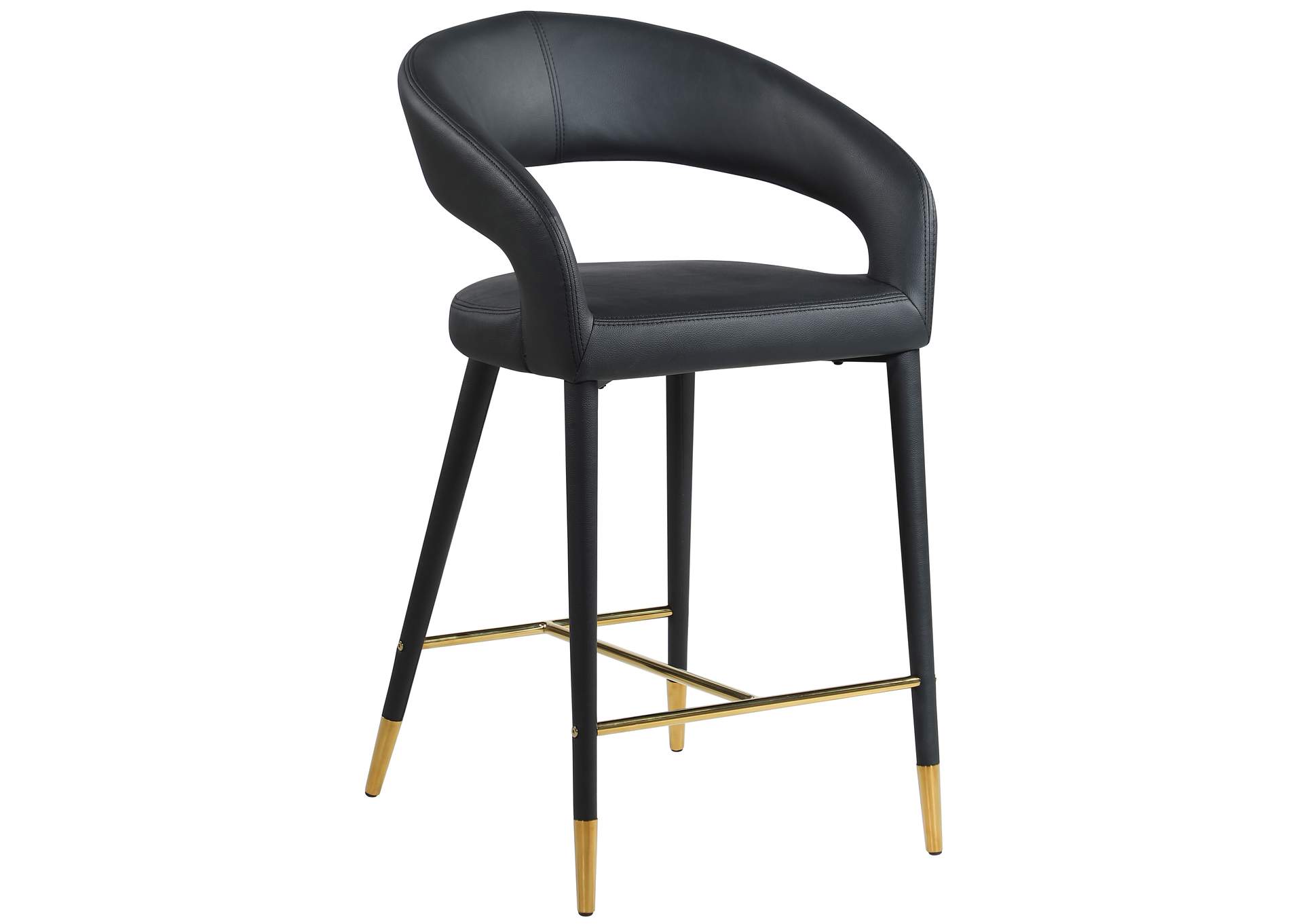 Destiny Black Faux Leather Stool,Meridian Furniture