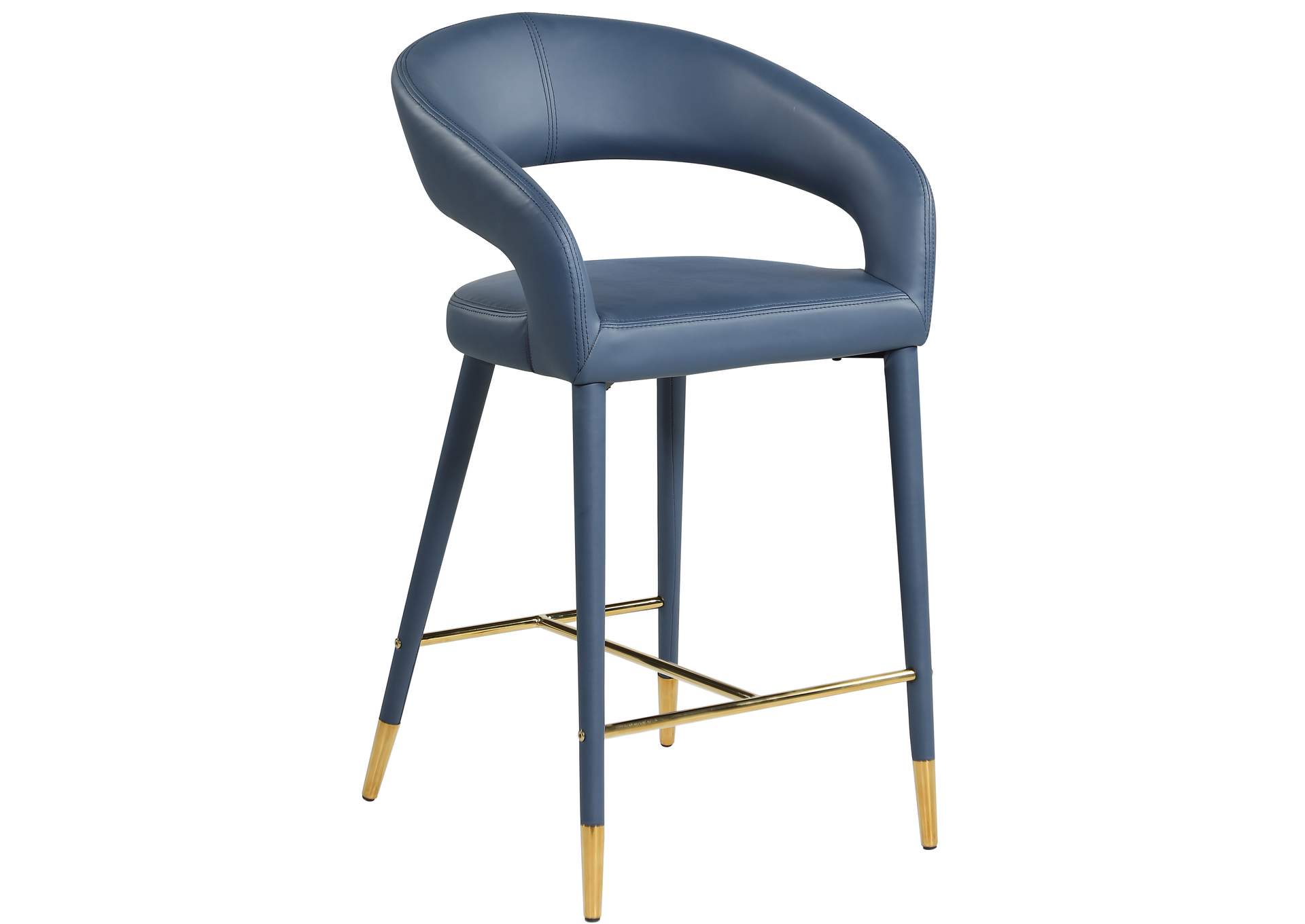 Destiny Navy Faux Leather Stool,Meridian Furniture