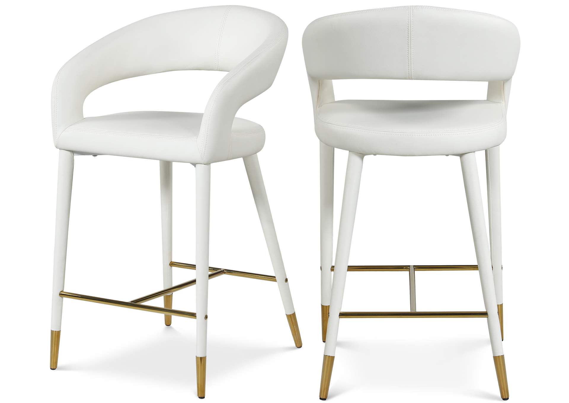 Destiny White Faux Leather Stool,Meridian Furniture