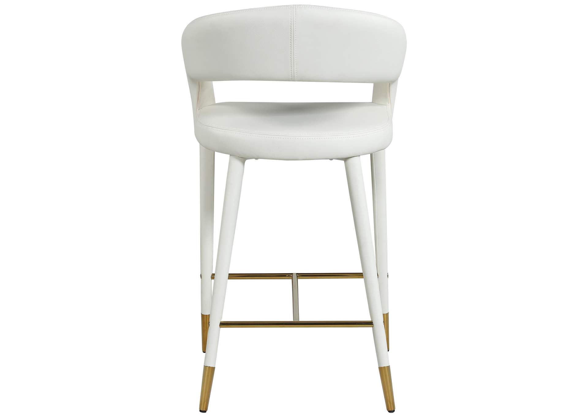 Destiny White Faux Leather Stool,Meridian Furniture