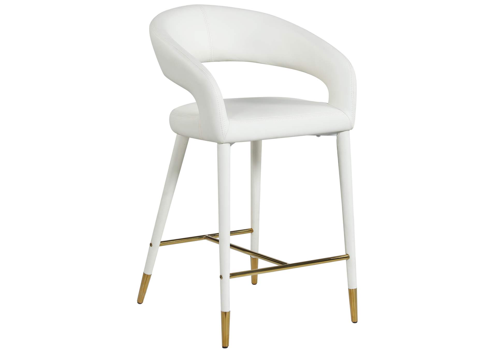 Destiny White Faux Leather Stool,Meridian Furniture