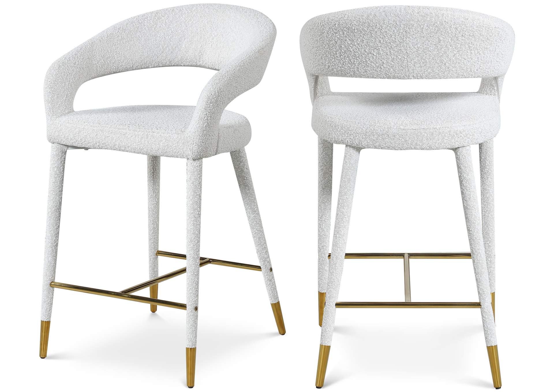 Destiny Cream Fabric Stool,Meridian Furniture