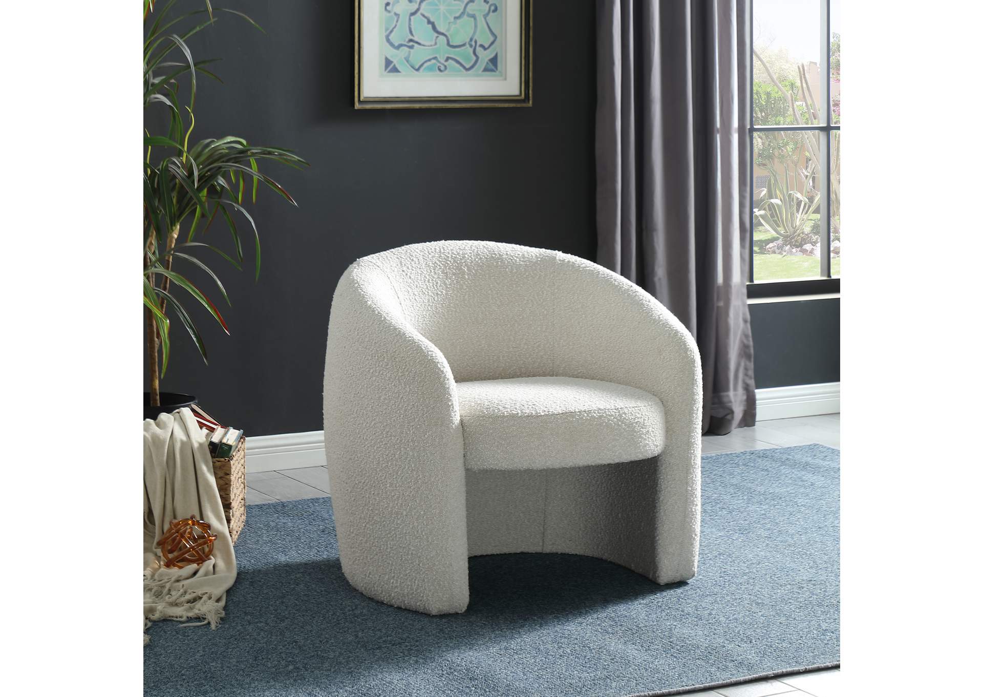 Acadia Cream Boucle Fabric Accent Chair,Meridian Furniture