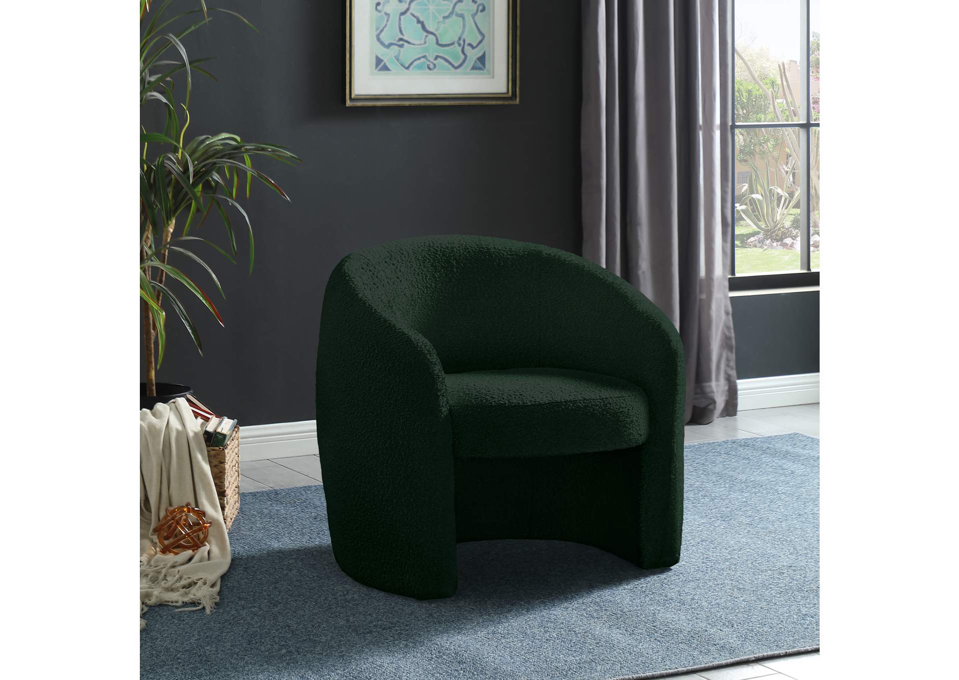 Acadia Green Boucle Fabric Accent Chair,Meridian Furniture