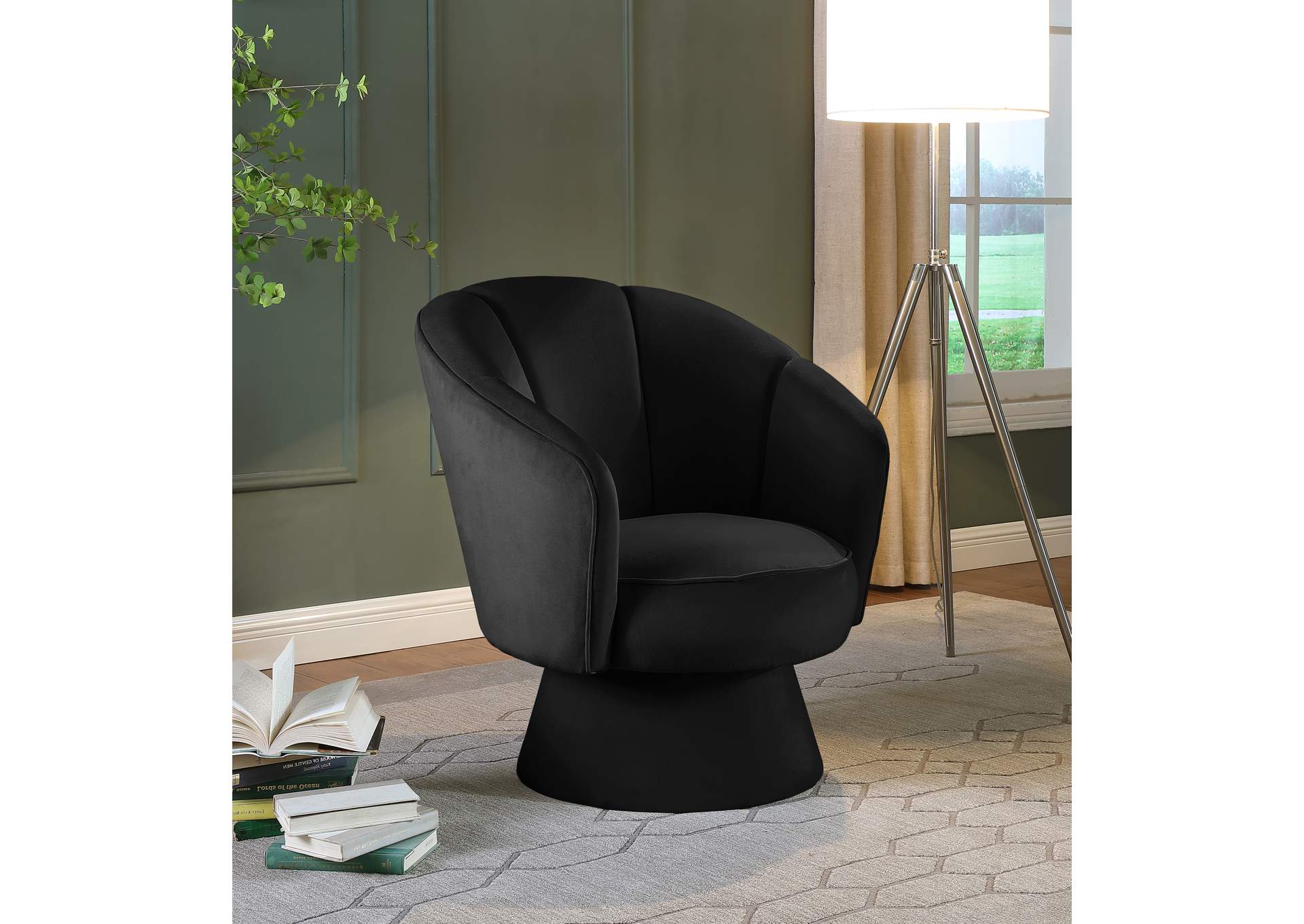 Swanson Black Velvet Accent Chair,Meridian Furniture