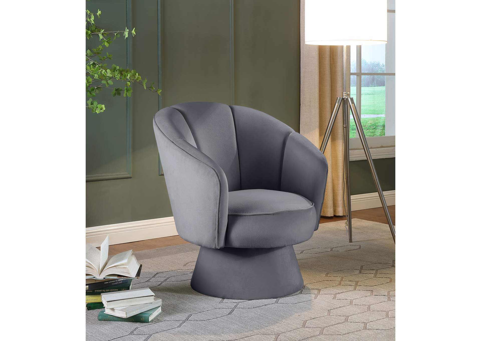 Swanson Grey Velvet Accent Chair,Meridian Furniture