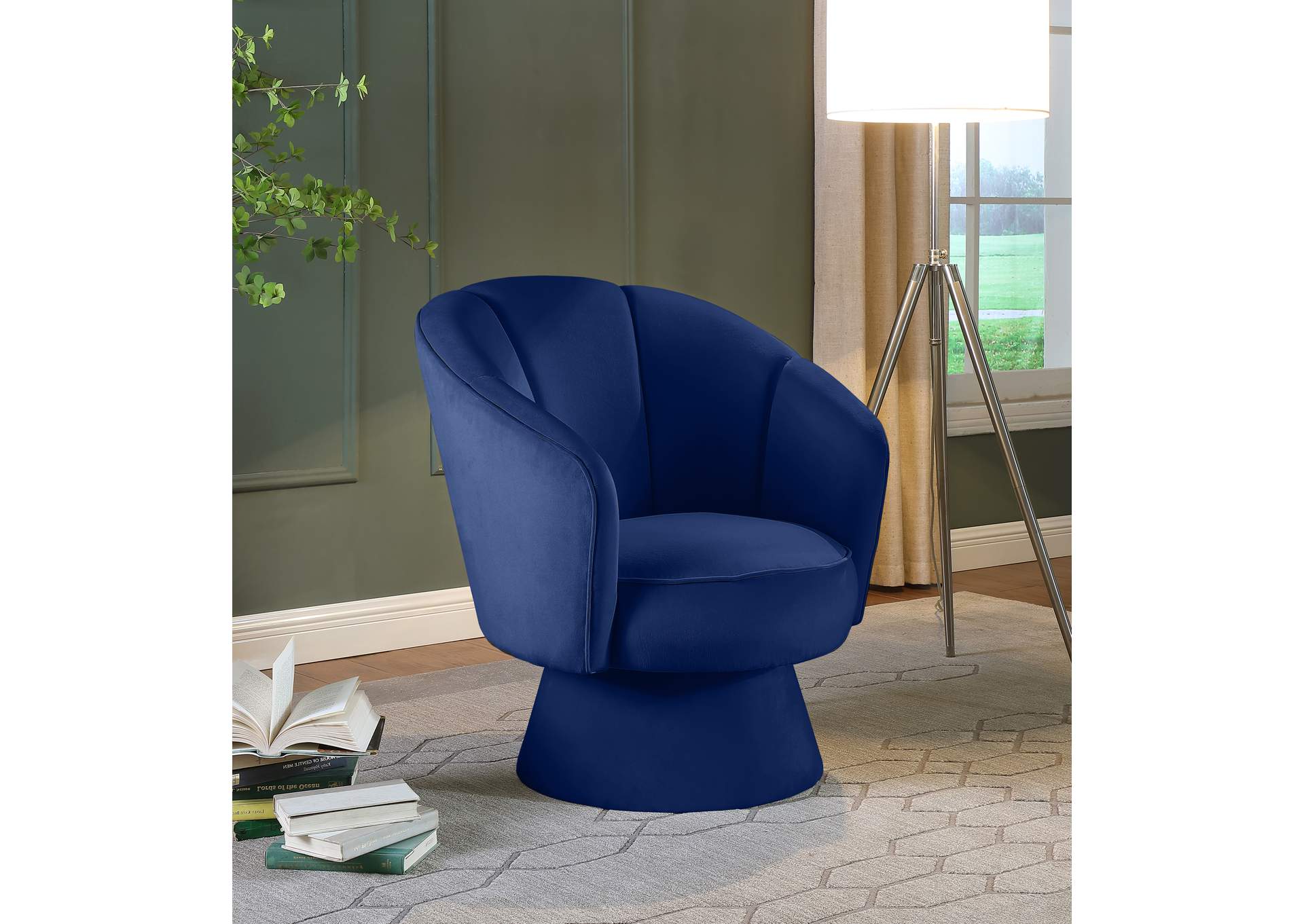 Swanson Navy Velvet Accent Chair,Meridian Furniture