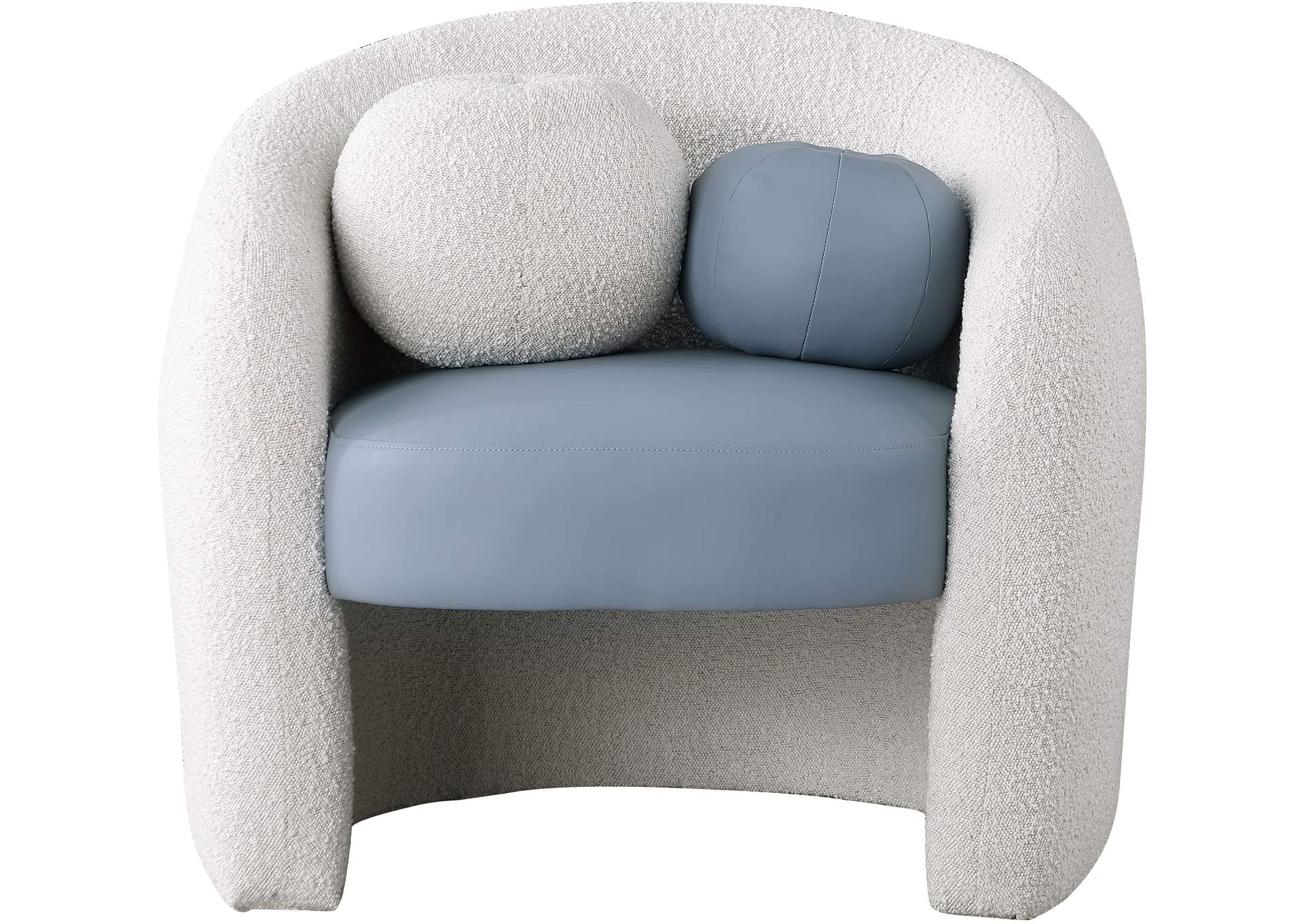 Acadia Blue Faux Leather - Cream Boucle Fabric Accent Chair,Meridian Furniture