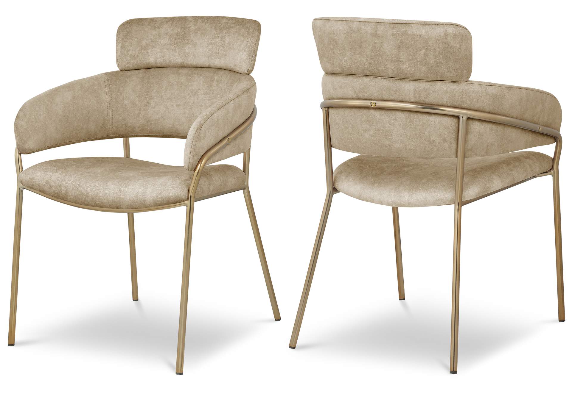 Yara Beige Velvet Dining Chair Set of 2,Meridian Furniture