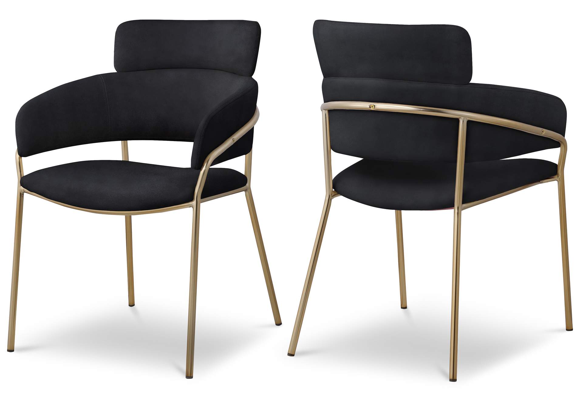 Yara Black Velvet Dining Chair Set of 2,Meridian Furniture