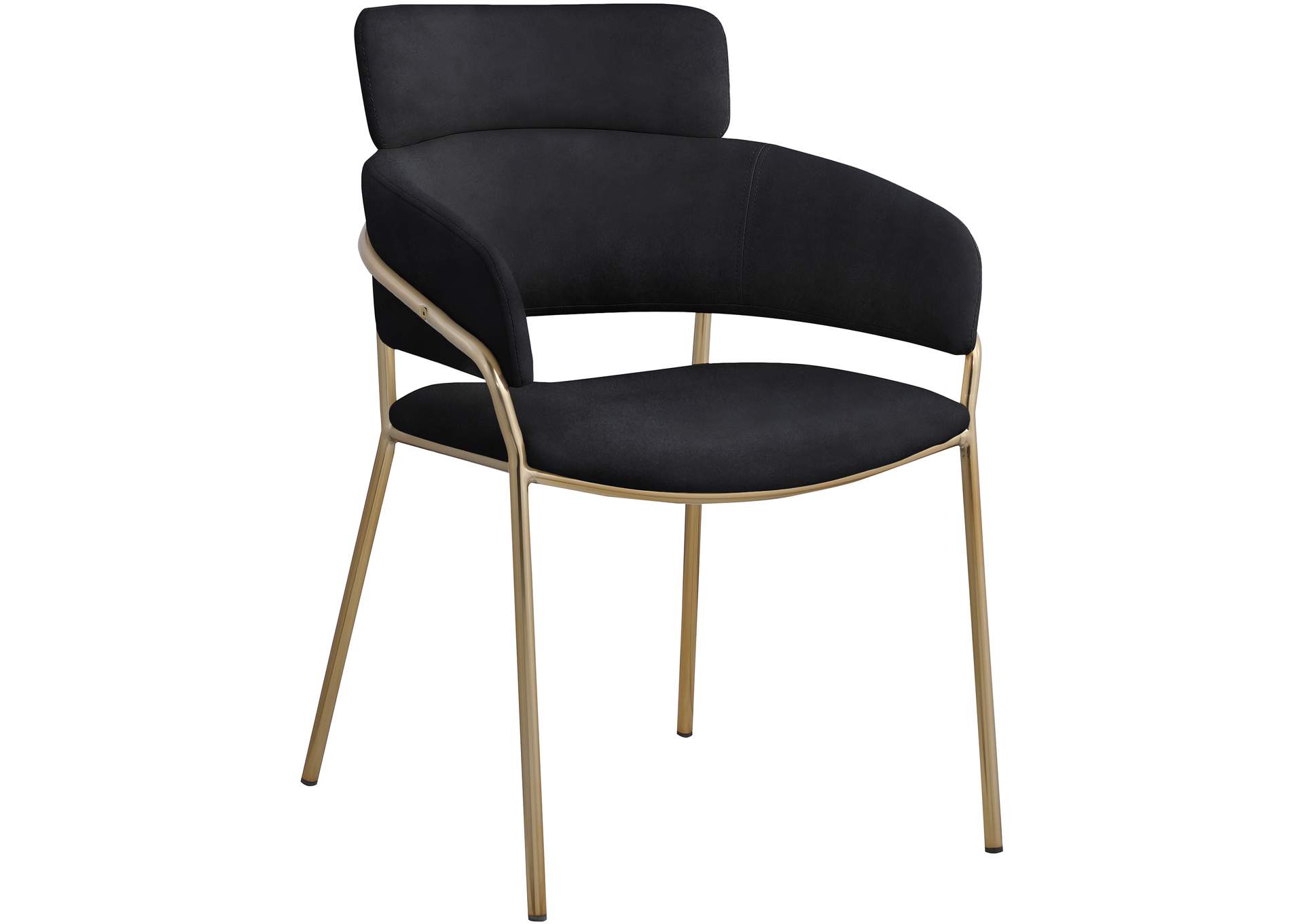 Yara Black Velvet Dining Chair Set of 2,Meridian Furniture