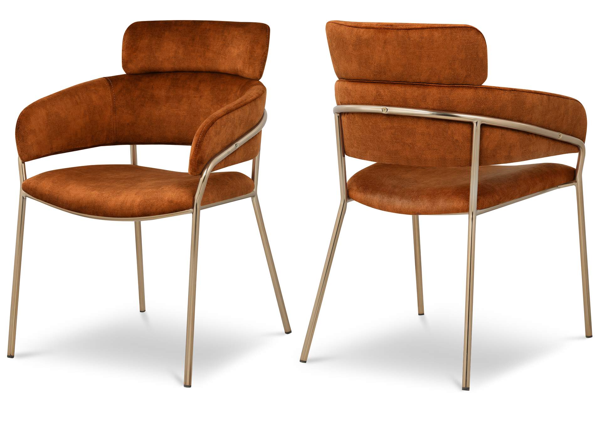 Yara Cognac Velvet Dining Chair Set of 2,Meridian Furniture