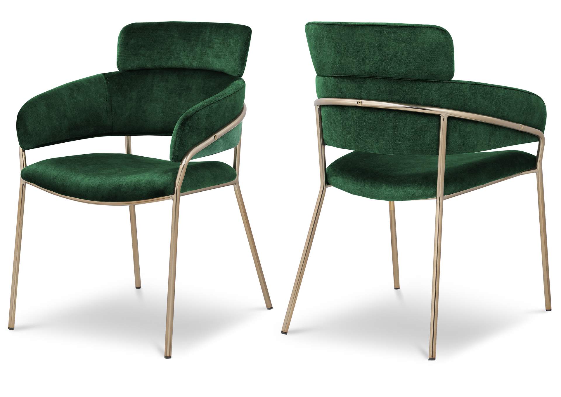 Yara Green Velvet Dining Chair Set of 2,Meridian Furniture