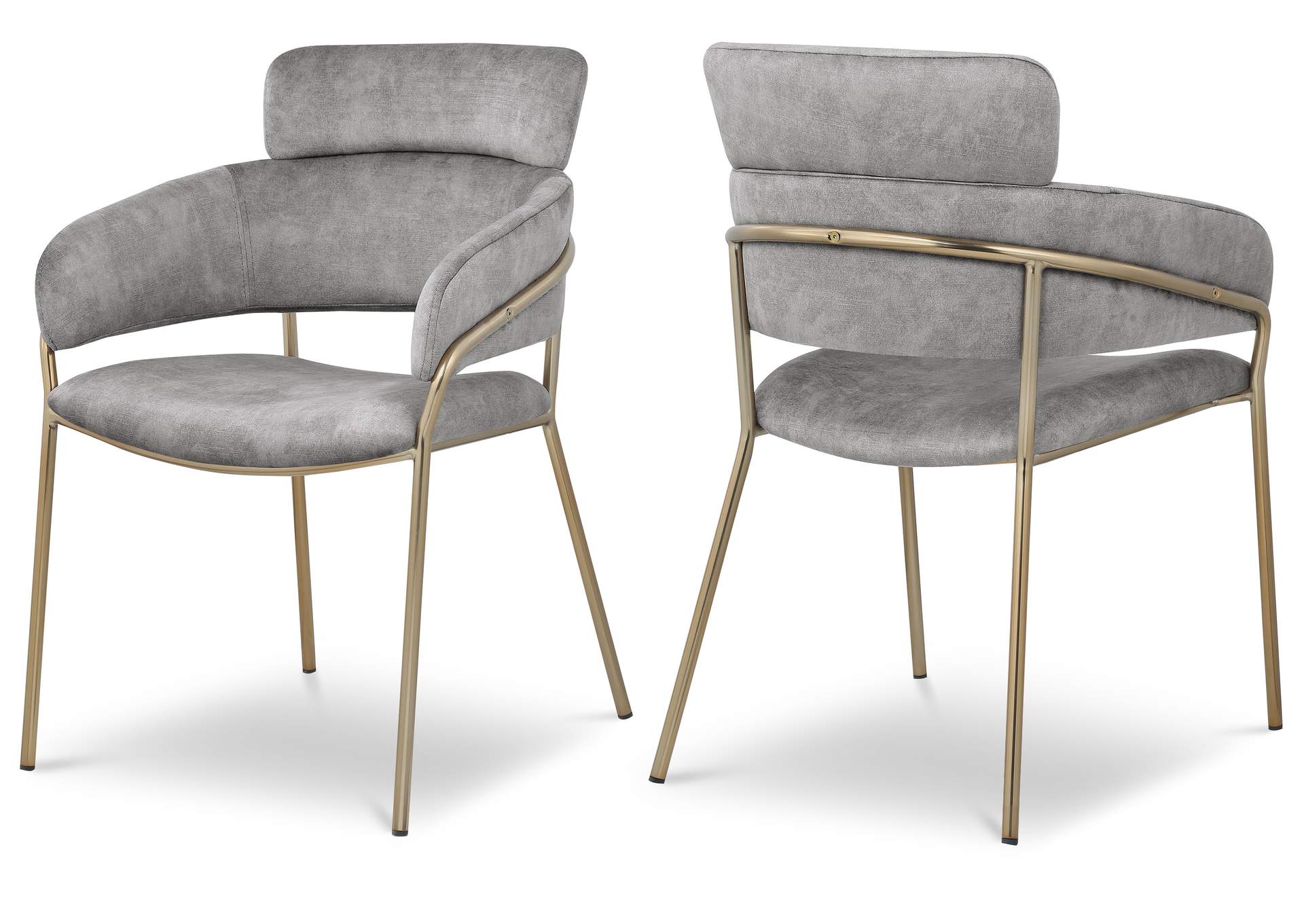 Yara Grey Velvet Dining Chair Set of 2,Meridian Furniture